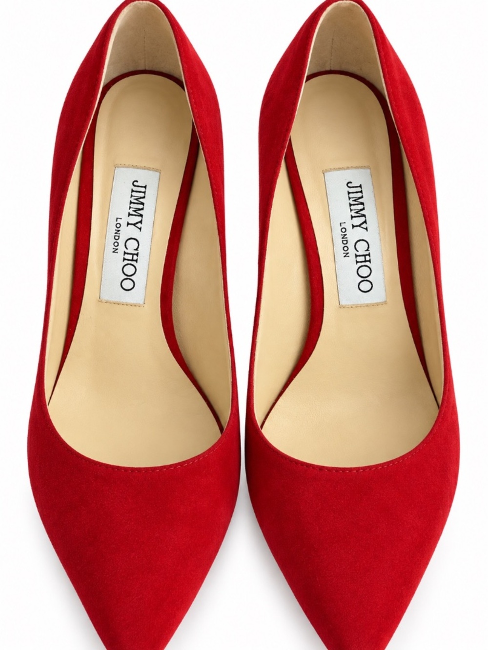 Jimmy Choo Red Suede Pointed Toe Pumps Heels Size 37 + Dust bag - Picture 4 of 7